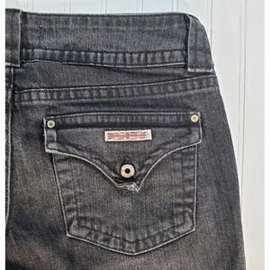 Hudson Denim Jeans Ladies Size 30 Black Wash Double Button Straight Made In USA